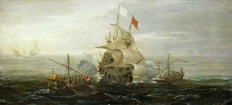 Aert Anthonisz A French Ship and Barbary Pirates Sweden oil painting art